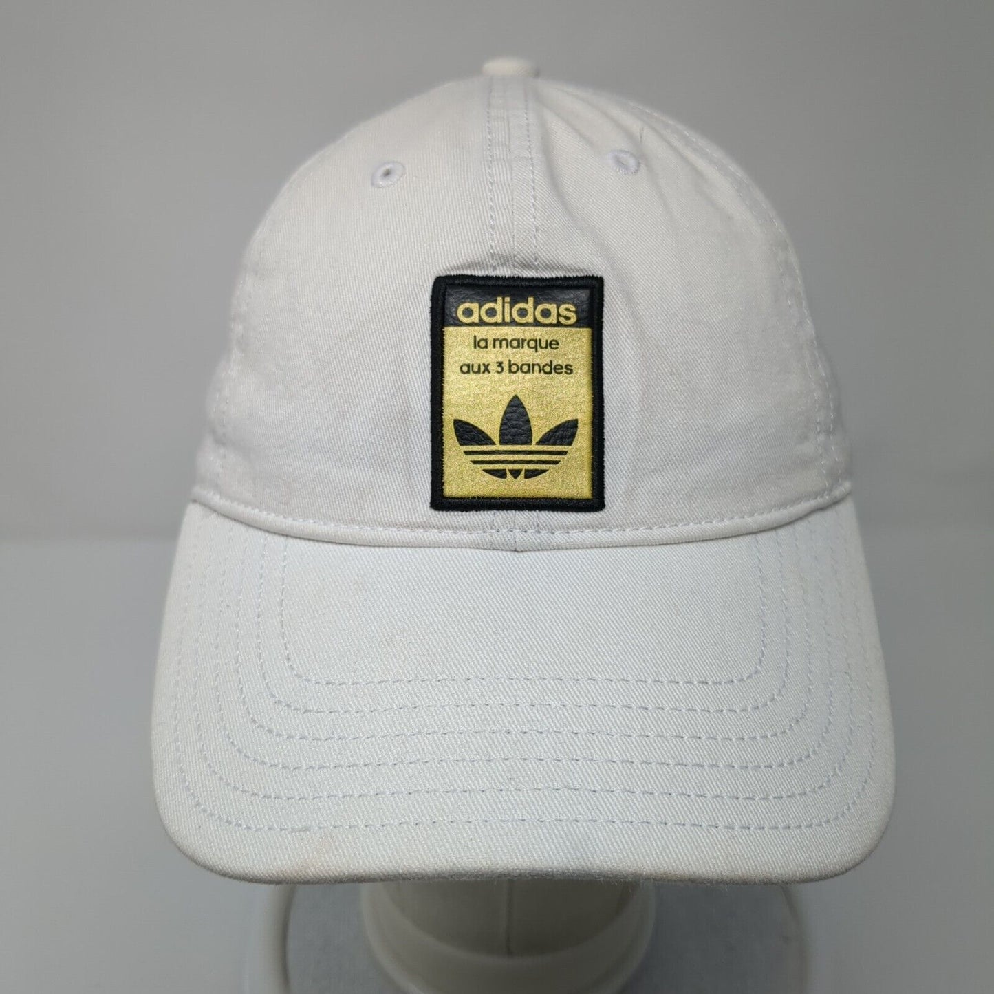 Adidas Slideback Hat White One Size Adjustable Embroidered Patch Logo Cotton