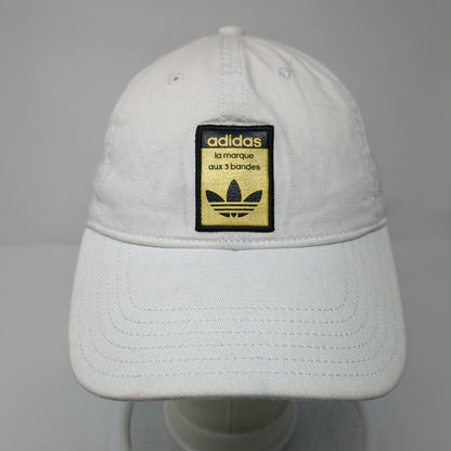 Adidas Slideback Hat White One Size Adjustable Embroidered Patch Logo Cotton