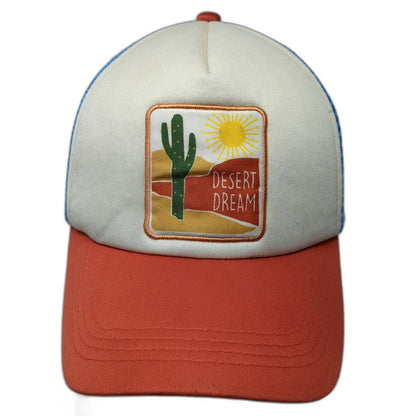 David and Young Trucker Hat White Orange Blue One Size Desert Dream Cactus Patch