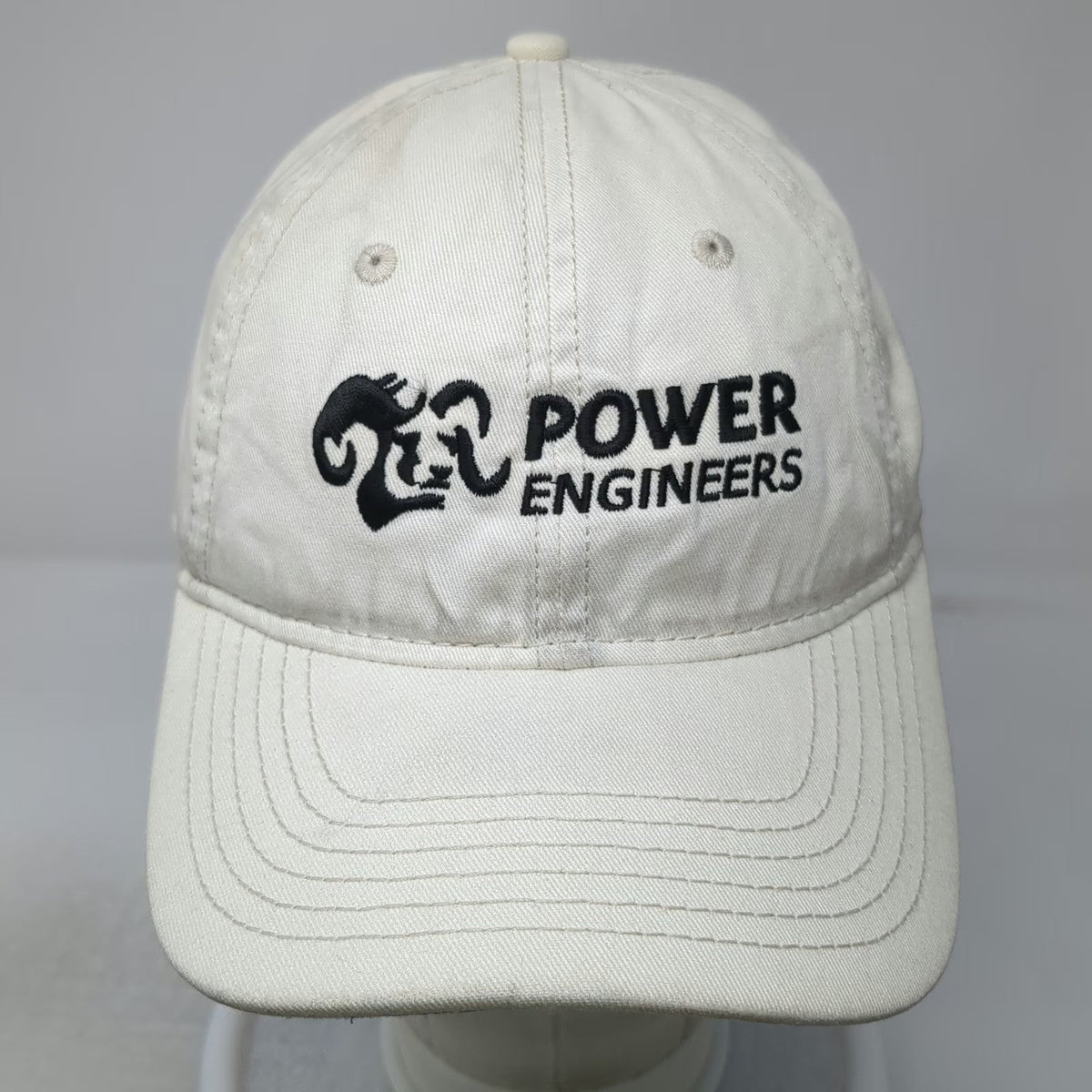 Sportsman Baseball Cap Beige One Size Power Engineers Logo Slideback Cotton Hat