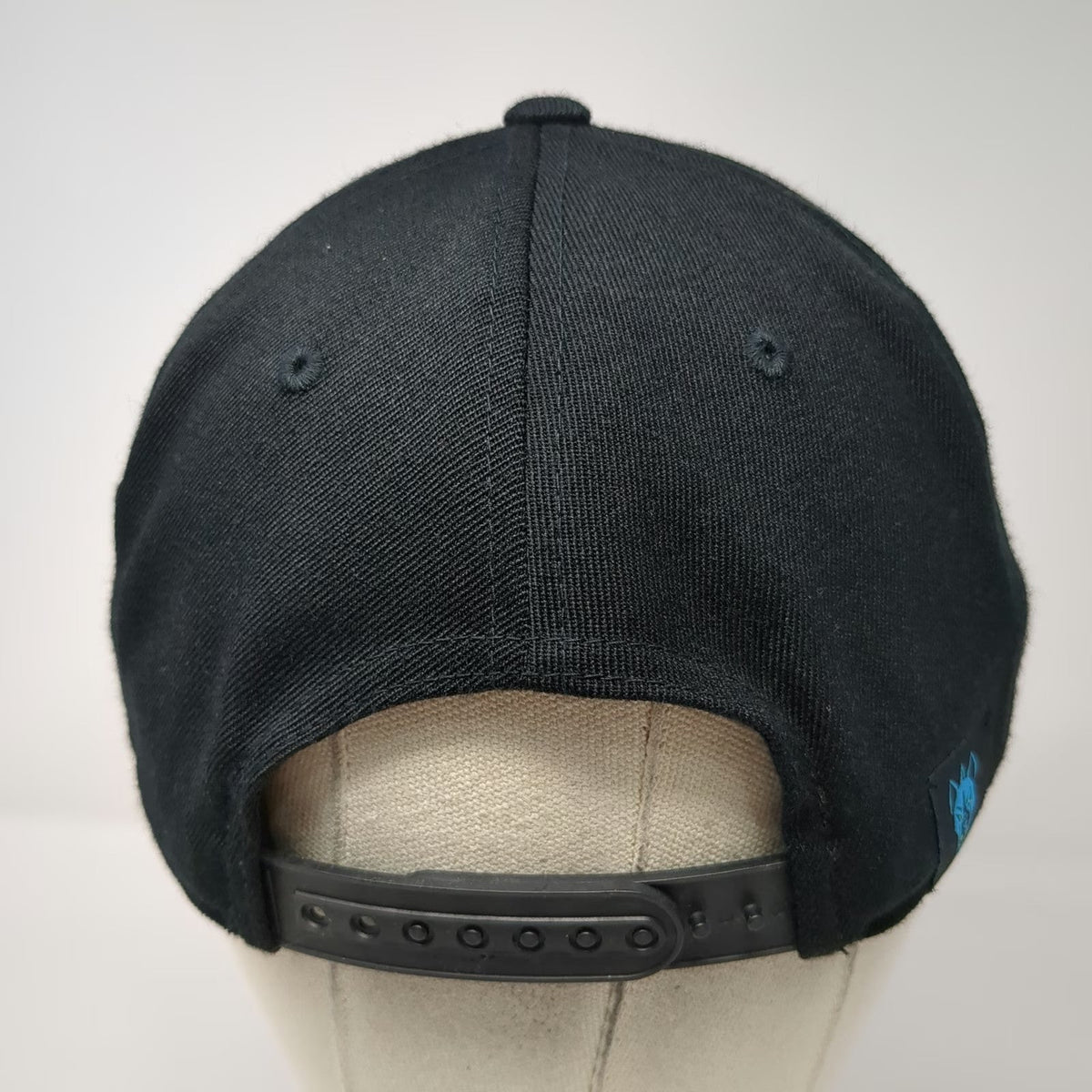 Otto Snapback Black One Size Embroidered Blue Wolf Monster Patch Flat Bill Hat