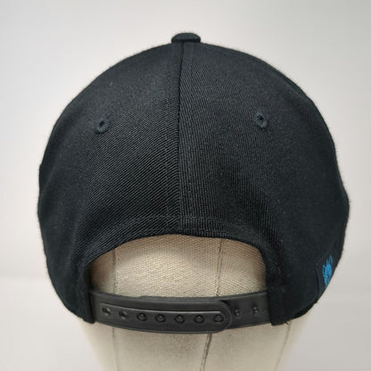Otto Snapback Black One Size Embroidered Blue Wolf Monster Patch Flat Bill Hat