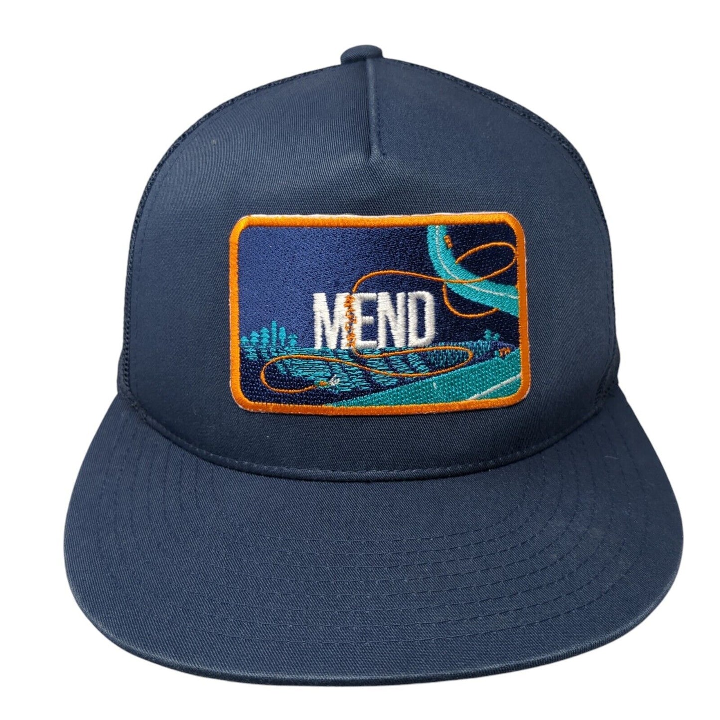 Mend Snapback Mesh Back Trucker Hat Blue One Size Adjustable Yupoong