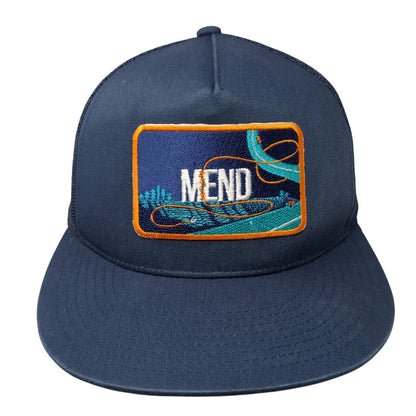 Mend Snapback Mesh Back Trucker Hat Blue One Size Adjustable Yupoong