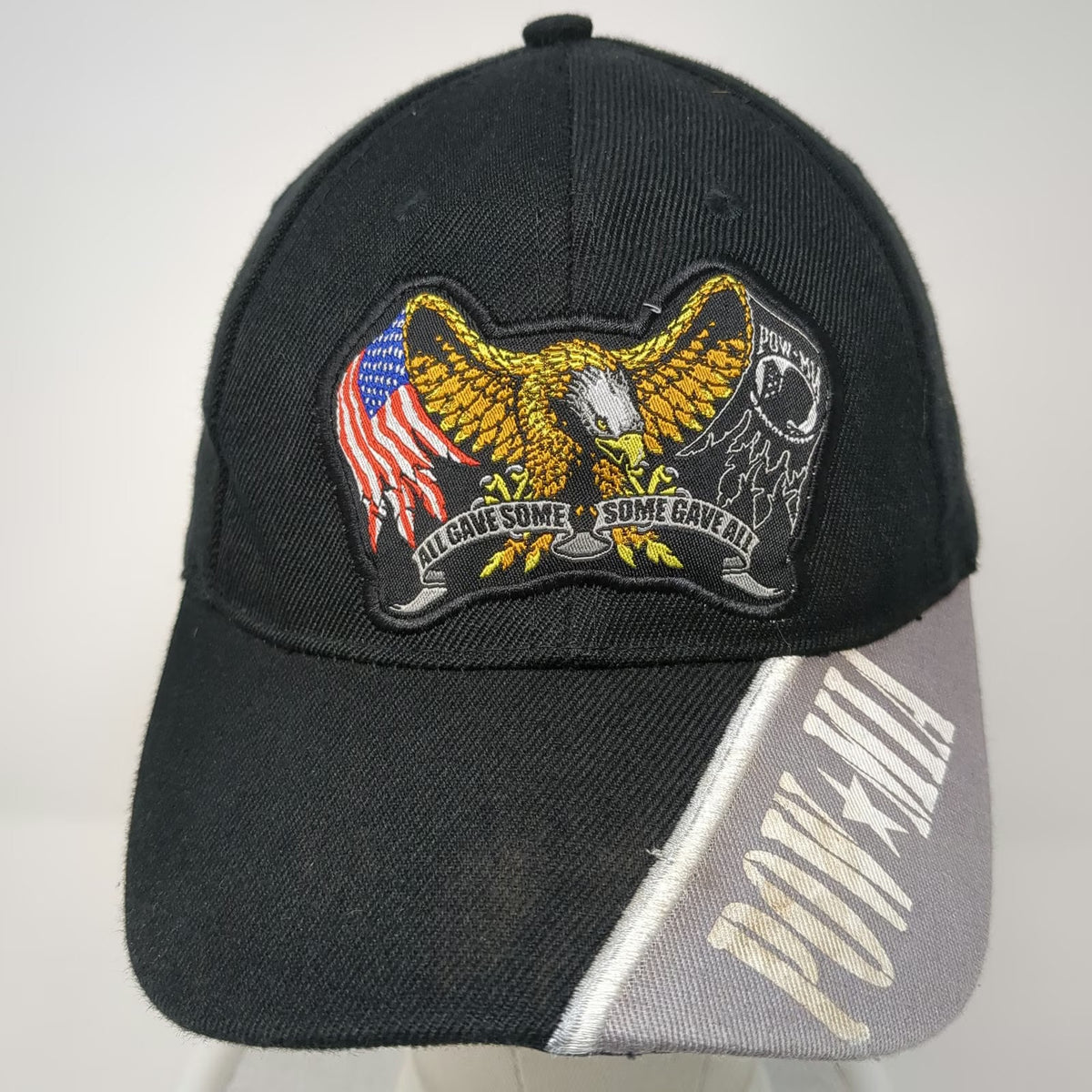 Black Baseball Cap One Size POW-MIA Eagle American Flag Military Veteran Hat