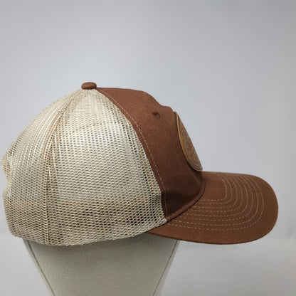 Western Trailers Trucker Hat Brown Beige One Size Snapback Mesh Leather Patch