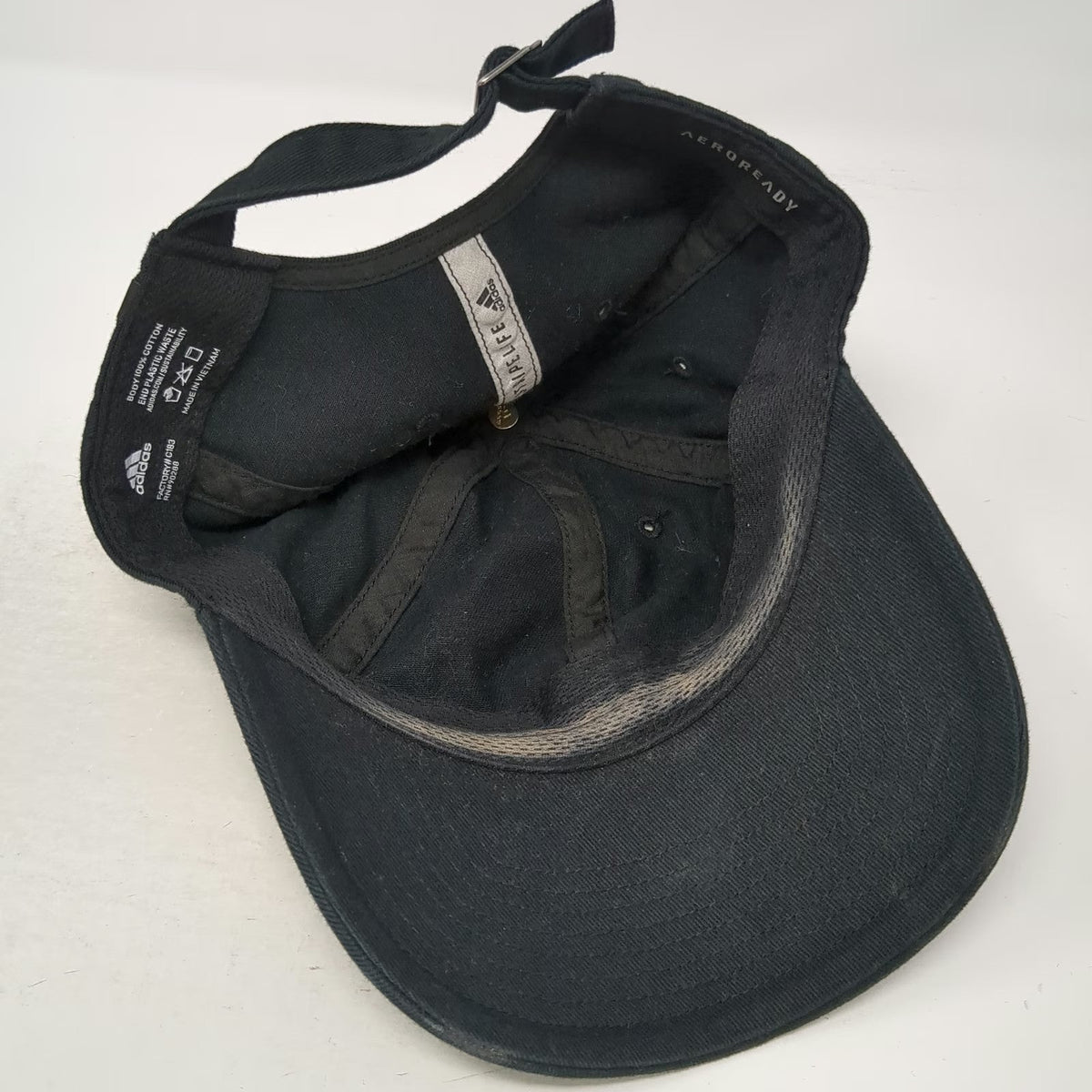 Adidas Baseball Cap Black One Size Embroidered Logo Slideback Aeroready Hat