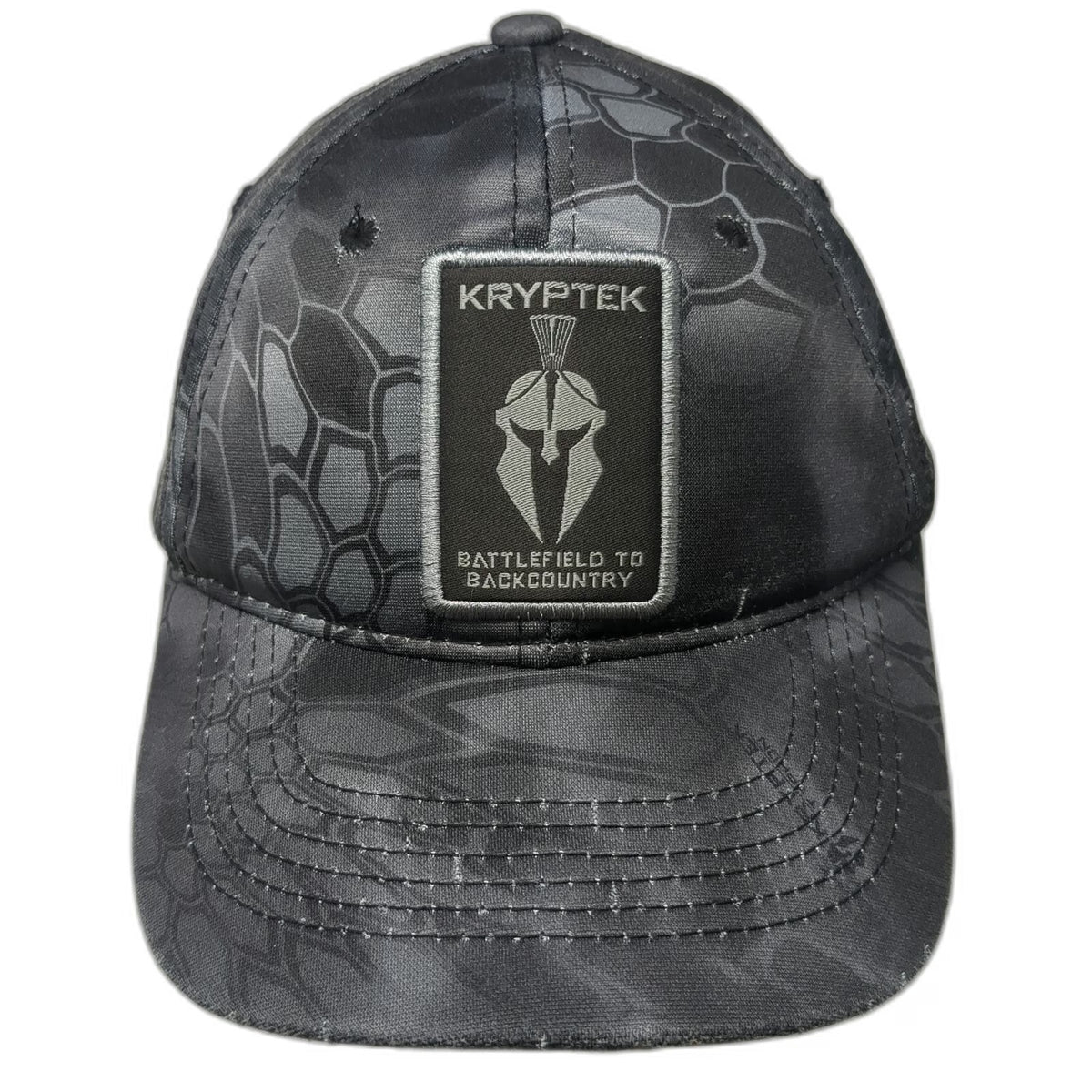 Kryptek Baseball Cap Black OSFM Strapback Camo Typhon Spartan Patch Hunting Hat