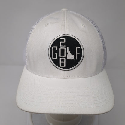 Golf 208 Strapback Hat White OS Adjustable Embroidered Mesh Back Richardson
