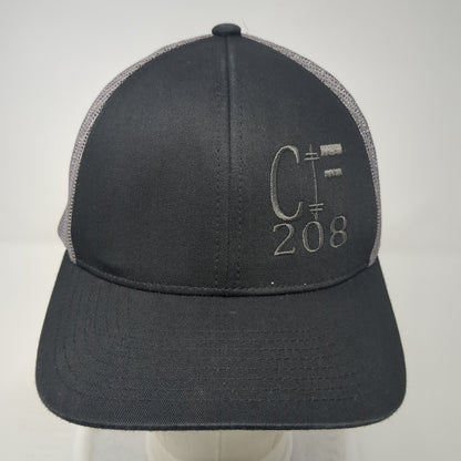 C 208 Snapback Trucker Hat Black One Size Adjustable Embroidered Mesh Back