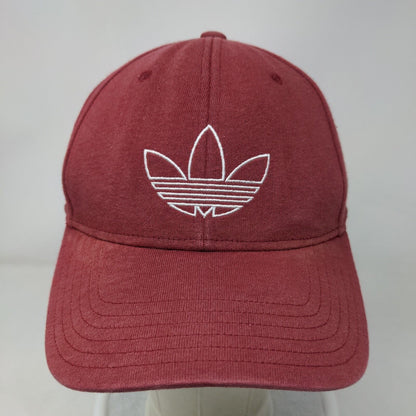 Adidas Trefoil Snapback Hat Red OSFM Embroidered Logo Solid 6 Panel