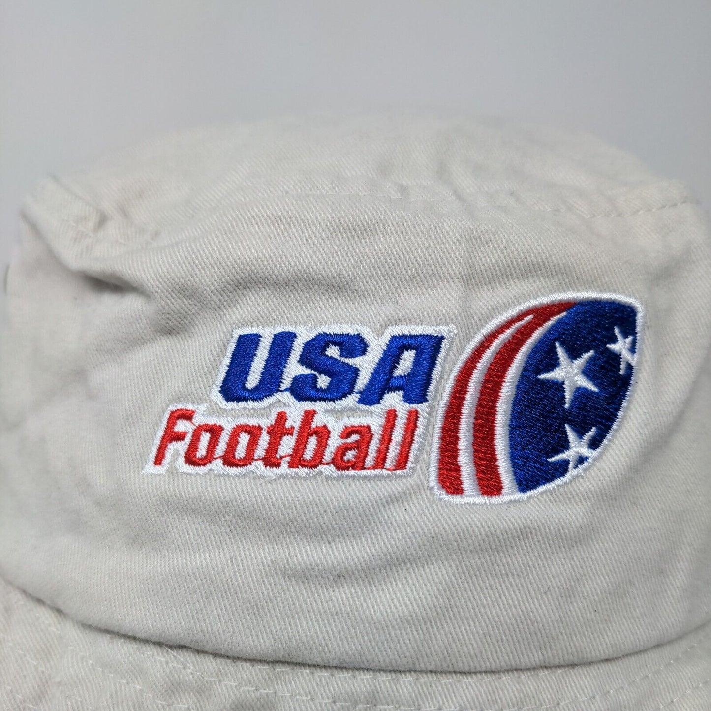 USA Football Men's Bucket Hat Gray Chin Strap 100% Cotton Embroidered Logo