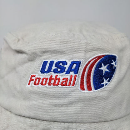 USA Football Men's Bucket Hat Gray Chin Strap 100% Cotton Embroidered Logo