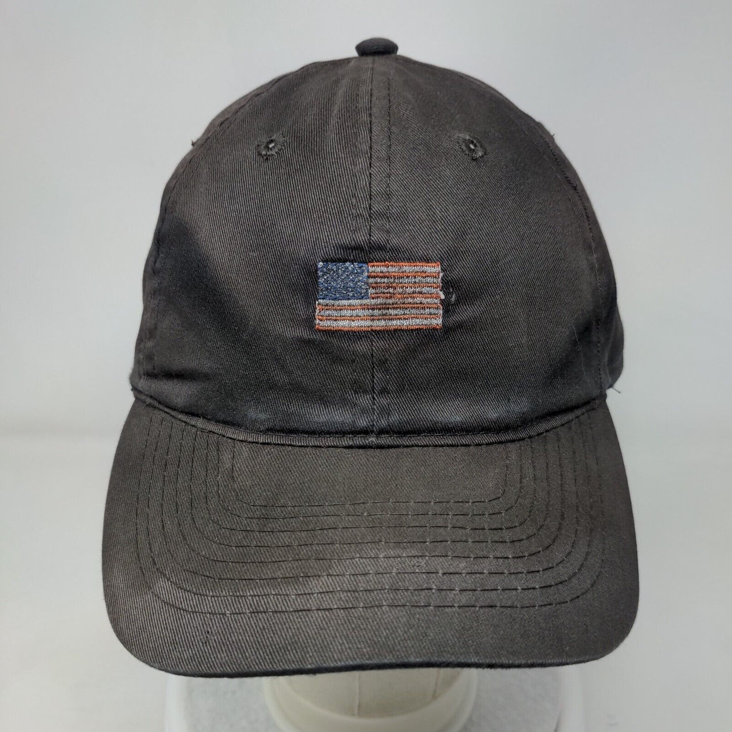 American Flag Slideback Hat Black OSFM Embroidered Adjustable Otto