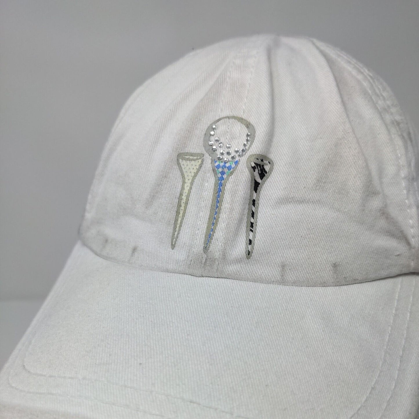 Lady Hagen Tie Back Hat White One Size Golf Tee Rhinestone 6 Panel