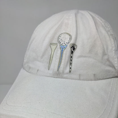 Lady Hagen Tie Back Hat White One Size Golf Tee Rhinestone 6 Panel