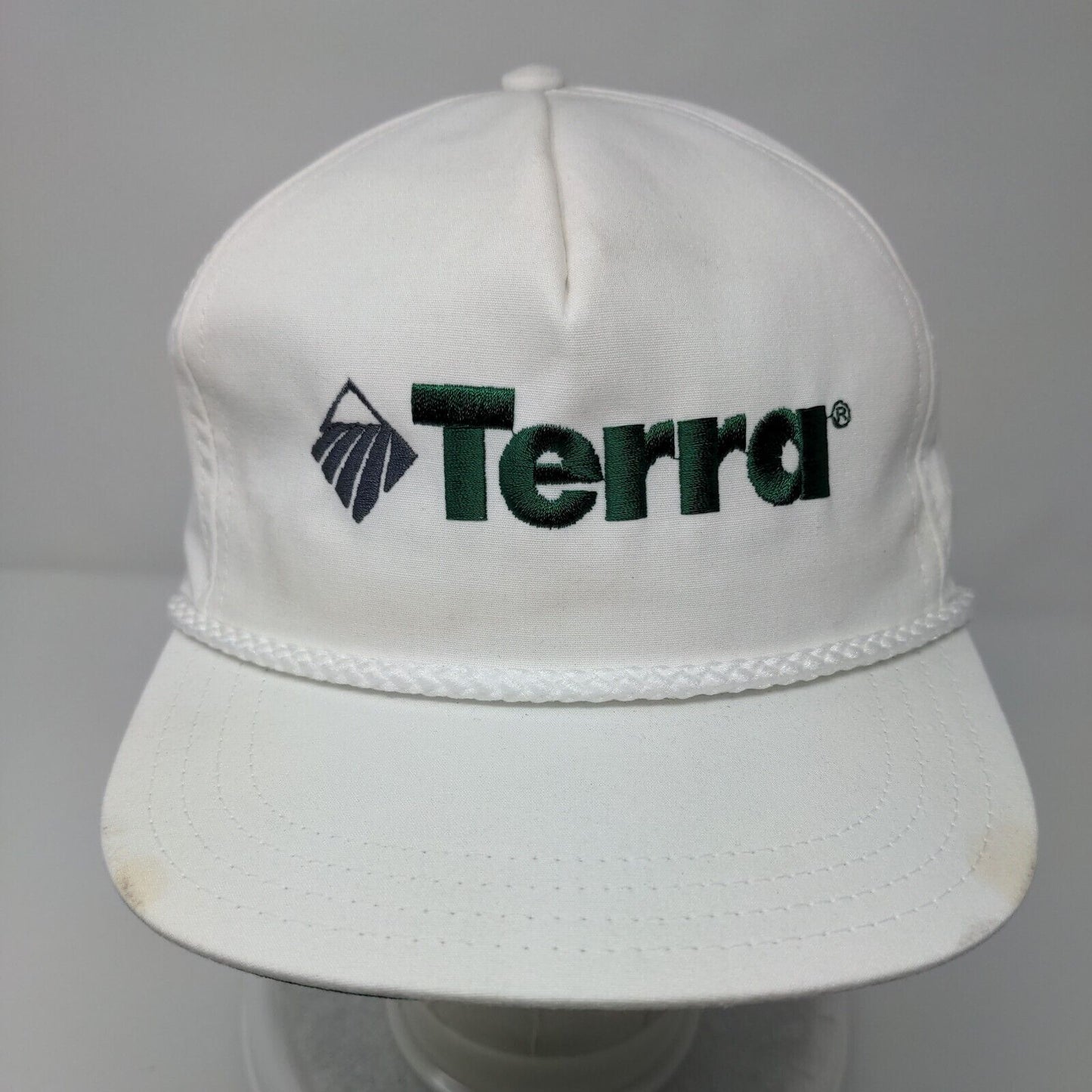 Terra Slideback Rope Hat White OSFA Leather Strap Adjustable Solid