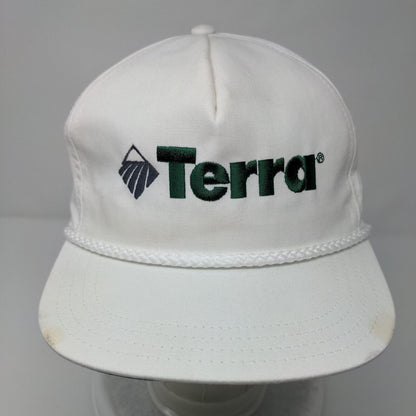Terra Slideback Rope Hat White OSFA Leather Strap Adjustable Solid