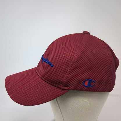 Champion Baseball Cap Red One Size Embroidered Logo Adjustable Hat Pique Mesh