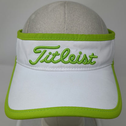 Titleist Visor White Green One Size Embroidered Logo Slideback Strap Golf Hat
