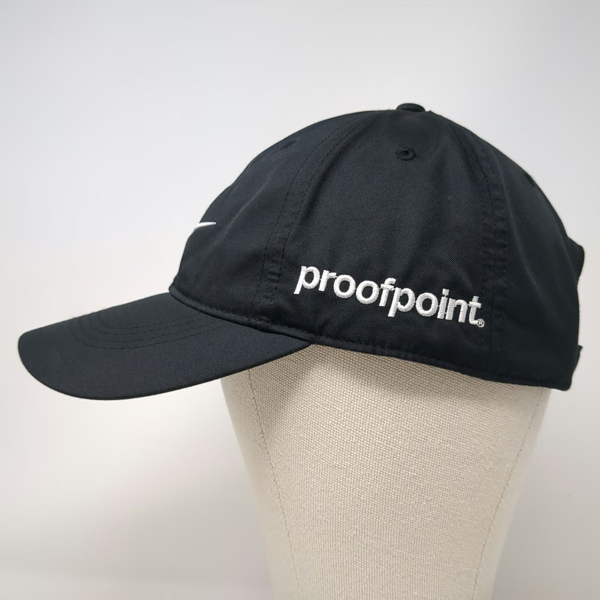 Nike Baseball Cap Black One Size Proofpoint Swoosh Dri-Fit Strapback Hat
