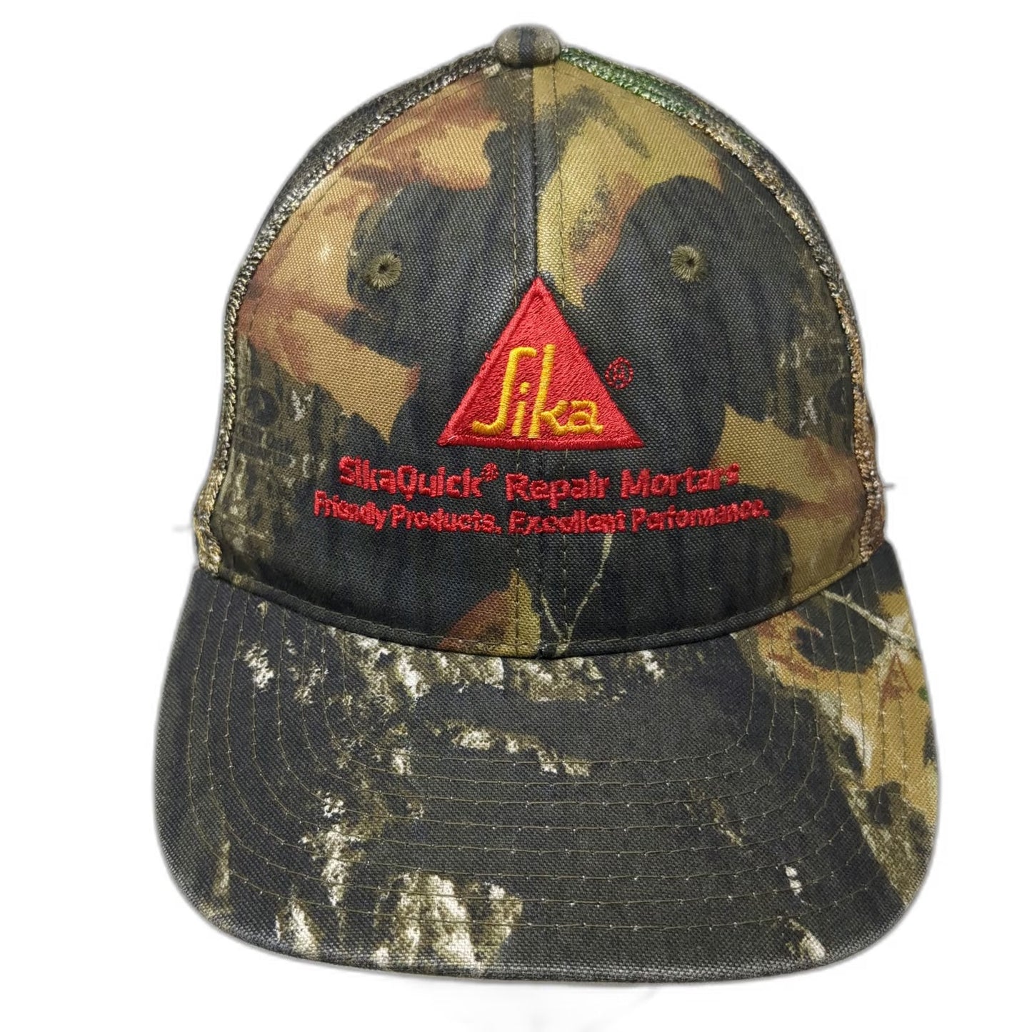 Port Authority Baseball Cap Green Brown Camo OSFM Sika Repair Mortars Mesh Hat