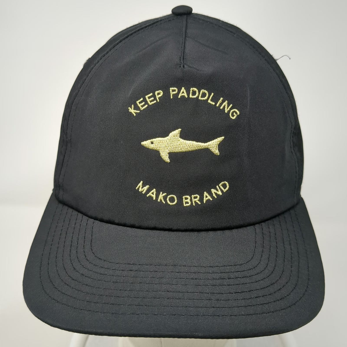 Mako Brand 5 Panel Black Hat One Size Shark Logo Keep Paddling Snapback
