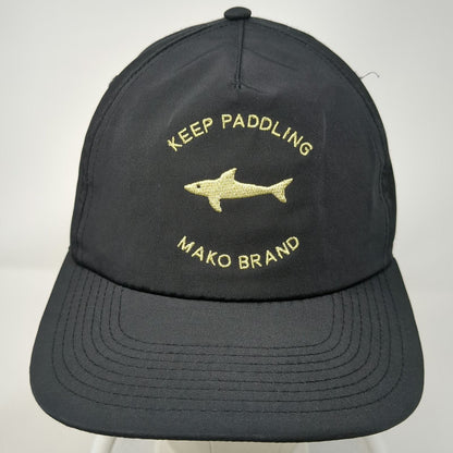 Mako Brand 5 Panel Black Hat One Size Shark Logo Keep Paddling Snapback