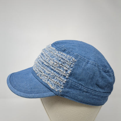 Unbranded Cadet Military Cap Blue One Size Stretch Distressed Denim Cotton