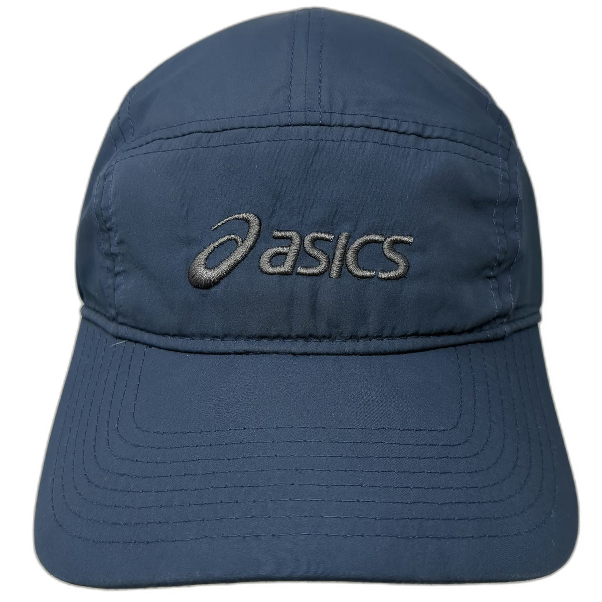 ASICS 5 Panel Blue Hat One Size Embroidered Logo Adjustable Strapback Sport