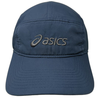 ASICS 5 Panel Blue Hat One Size Embroidered Logo Adjustable Strapback Sport