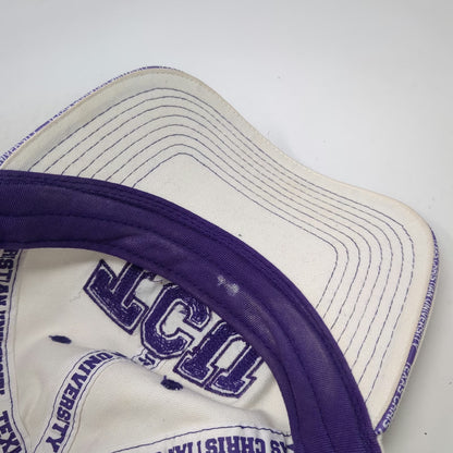 TCU Horned Frogs NCAA White Baseball Cap One Size Purple Stitch Go Chenille Hat