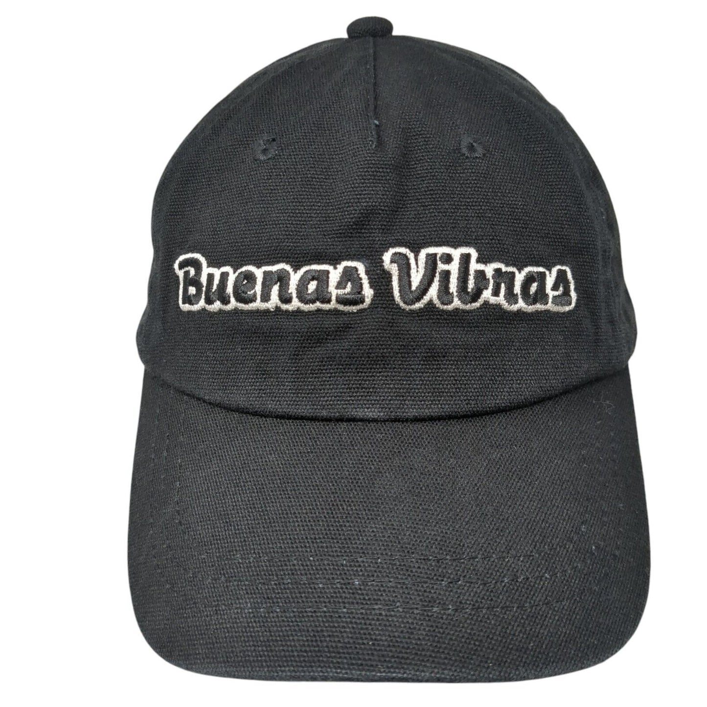 Buenas Vibras Slideback Hat Black One Size Adjustable Leather Strap