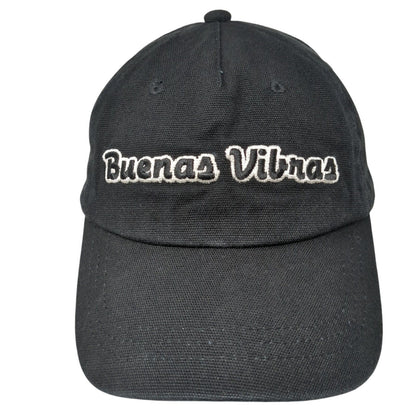 Buenas Vibras Slideback Hat Black One Size Adjustable Leather Strap