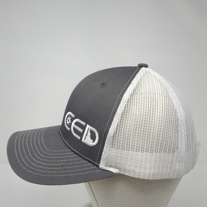CED Snapback Trucker Hat Gray OS Adjustable Embroidered Mesh Back Richardson