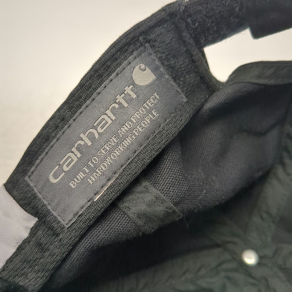 Carhartt Baseball Cap Black One Size Strapback Green Boot Prints Canvas Work Hat