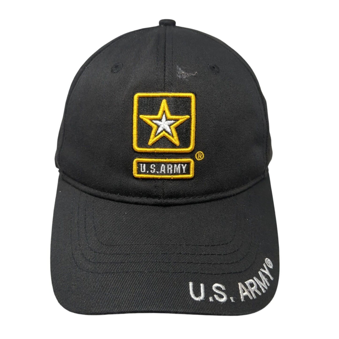 US Army Logo Slideback Hat Black One Size Solid Adjustable Embroidered