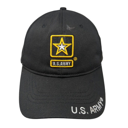 US Army Logo Slideback Hat Black One Size Solid Adjustable Embroidered