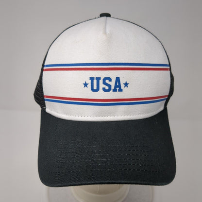 USA Snapback Mesh Back Trucker Hat Black One Size Adjustable Colorblock