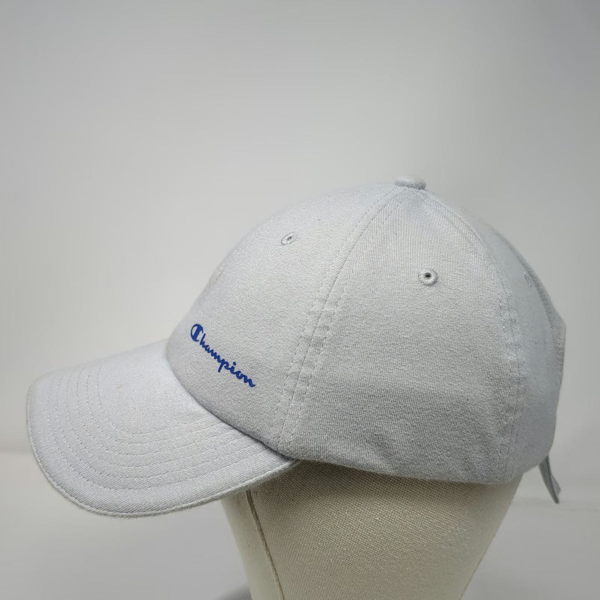 Champion Baseball Cap Gray One Size Slideback Embroidered Script Logo Cotton Hat