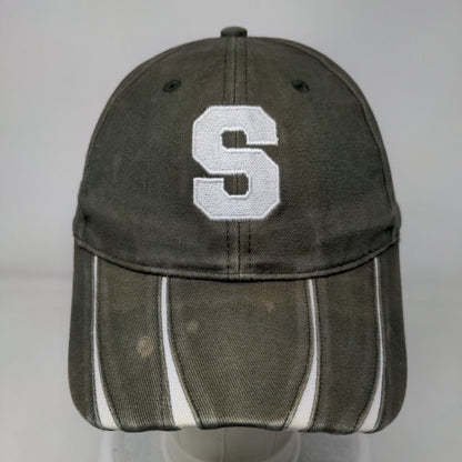 S Initial Strapback Hat Green One Size Adjustable Embroidered Adams Cotton