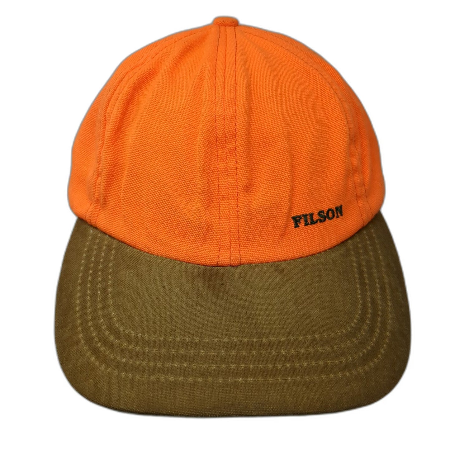 Filson Baseball Cap Orange Brown Strapback Made in USA Hat Hunting Vintage