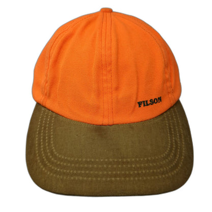 Filson Baseball Cap Orange Brown Strapback Made in USA Hat Hunting Vintage