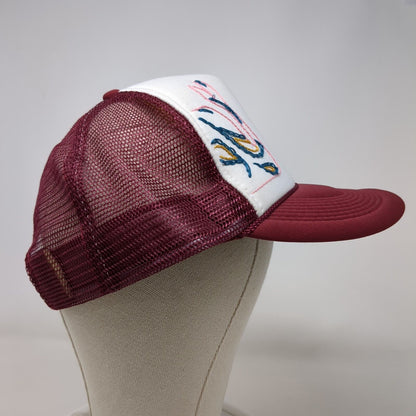 Nissun Snapback Trucker Hat Red OSFA Adjustable Mesh Back Stitch Paisley Rope