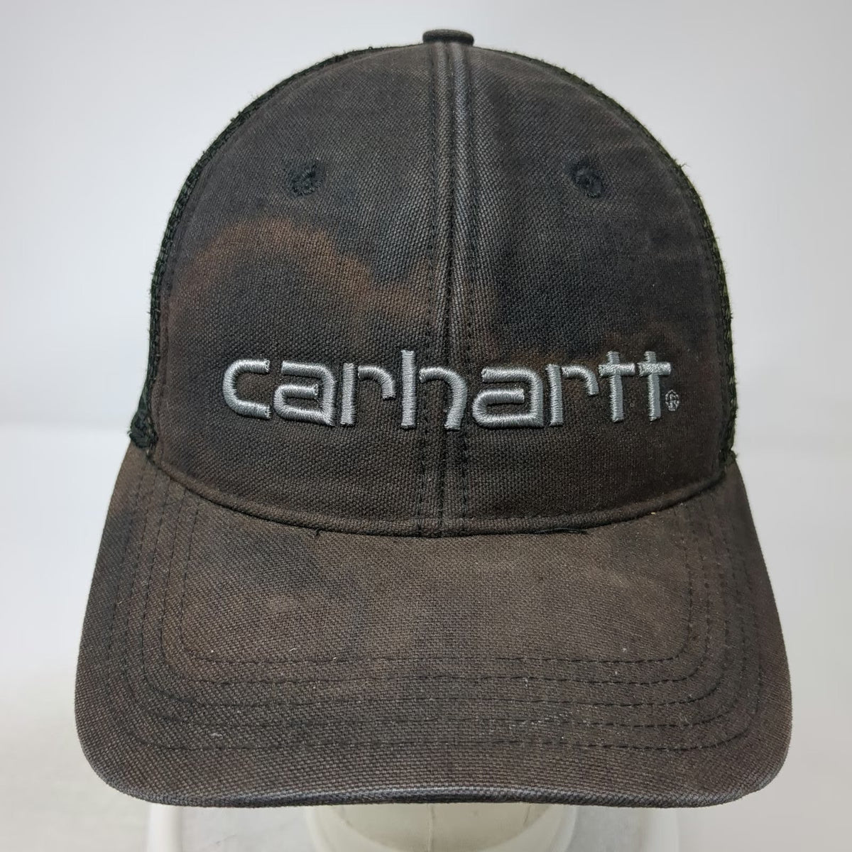 Carhartt Trucker Hat Black OSFM Snapback Mesh Embroidered Logo Workwear Canvas