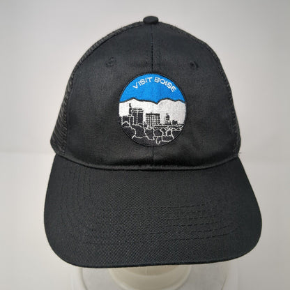 Visit Boise Snapback Mesh Back Trucker Hat Black OSFM Embroidered Otto