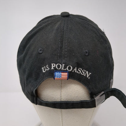 US Polo Assn Slideback Hat Black OS Adjustable Embroidered Patriotic 6 Panel