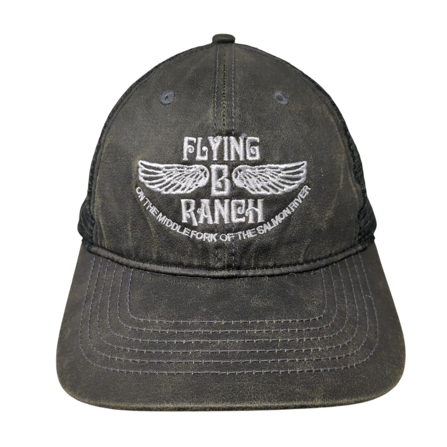 Flying B Ranch Strapback Trucker Hat Gray One Size Adjustable Port Authority