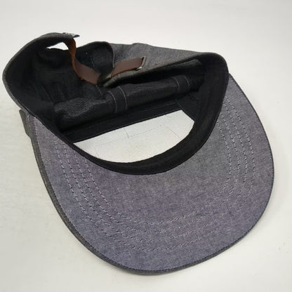 REI Gray 5 Panel Hat Mountain Patch Leather Slideback Adjustable Outdoor Gear OS