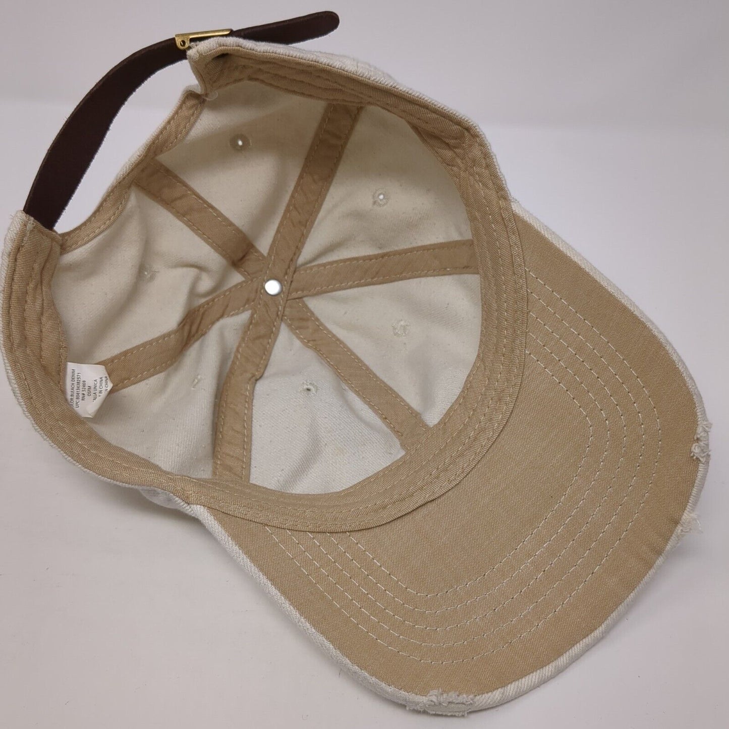Unbranded Slideback Hat Tan One Size Adjustable Distressed Bleach Denim Blank